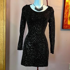 Express Long sleeve party black dress- Xsmall